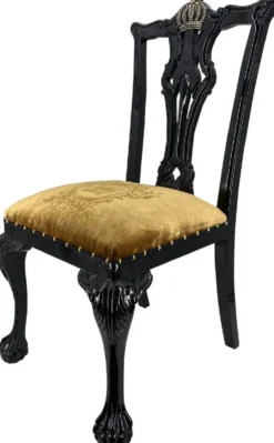 Pompöös by Casa Padrino Barock Luxus Esszimmer Set Gold / Schwarz - Pompööser Barock Esstisch mit Glasplatte und 6 Barock Esszimmerstühle designed by Harald Glööckler - Barock Möbel