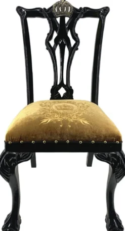 Pompöös by Casa Padrino Barock Luxus Esszimmer Set Gold / Schwarz - Pompööser Barock Esstisch mit Glasplatte und 6 Barock Esszimmerstühle designed by Harald Glööckler - Barock Möbel