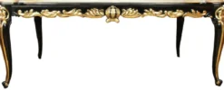 Pompöös by Casa Padrino Barock Luxus Esszimmer Set Gold / Schwarz - Pompööser Barock Esstisch mit Glasplatte und 6 Barock Esszimmerstühle designed by Harald Glööckler - Barock Möbel