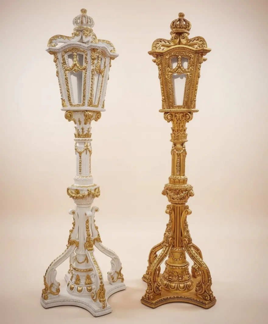 Pompöös by Casa Padrino Barock Laterne Creme / Gold - Pompööse Barock Stehleuchte designed by Harald Glööckler