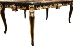 Pompöös by Casa Padrino Barock Luxus Esstisch mit Glasplatte Schwarz / Gold 180 x 100 cm - Pompööser Barock Esstisch designed by Harald Glööckler