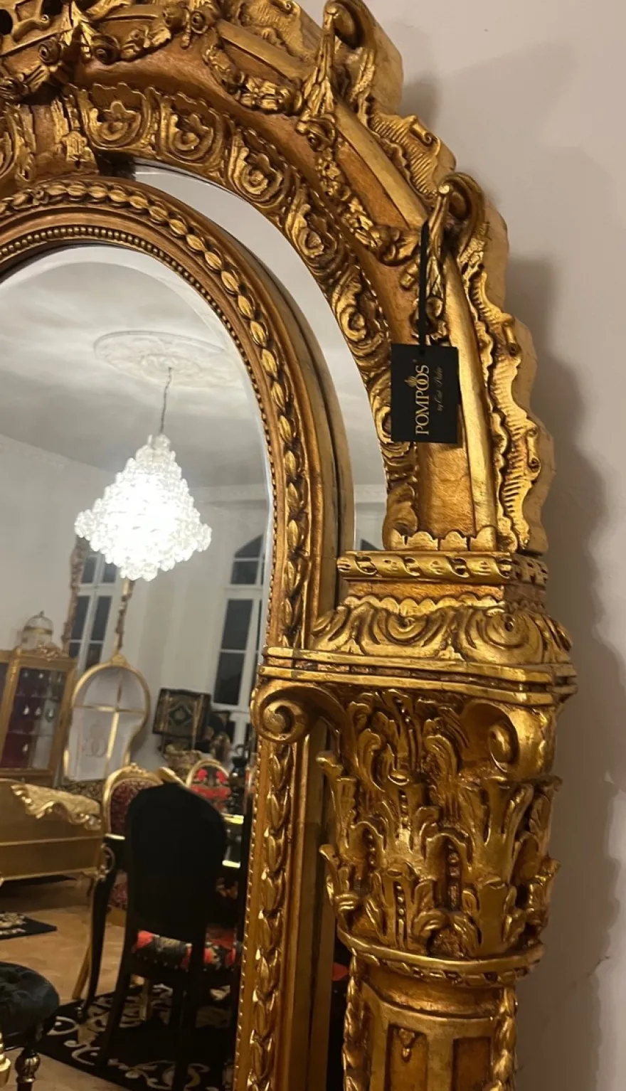 Pompöös by Casa Padrino Barock Standspiegel Gold 134 x H. 257 cm - Handgeschnitzt - Harald Glööckler Spiegel