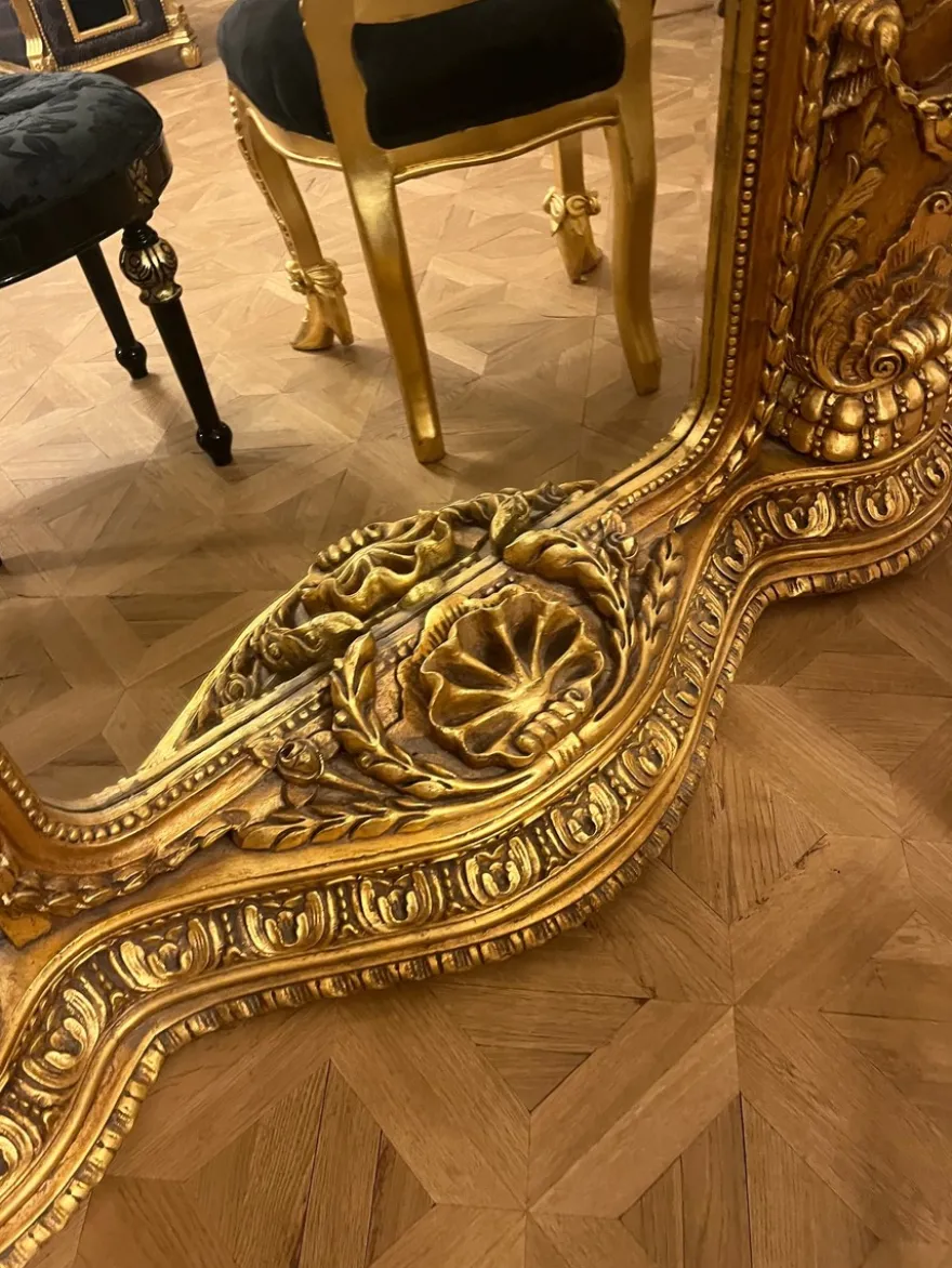 Pompöös by Casa Padrino Barock Standspiegel Gold 134 x H. 257 cm - Handgeschnitzt - Harald Glööckler Spiegel