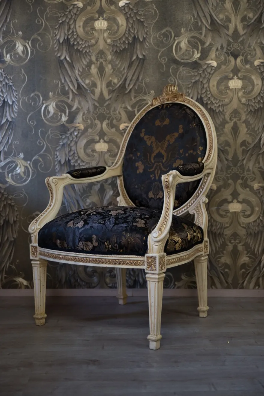 Pompöös by Casa Padrino Barock Wohnzimmer Set Creme / Oliv mit goldenem Muster - Pompööse Barock Wohnzimmermöbel designed by Harald Glööckler