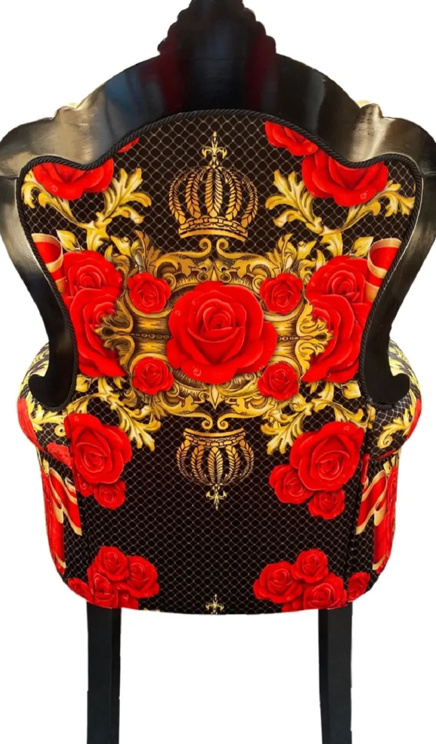 Pompöös by Casa Padrino Luxus Barock Sessel Rosen Schwarz / Rot / Gold - Pompööser Barock Sessel designed by Harald Glööckler