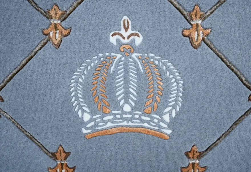 Pompöös by Casa Padrino Luxus Barock Teppich Krone von Harald Glööckler Blau - Verschiedene Größen
