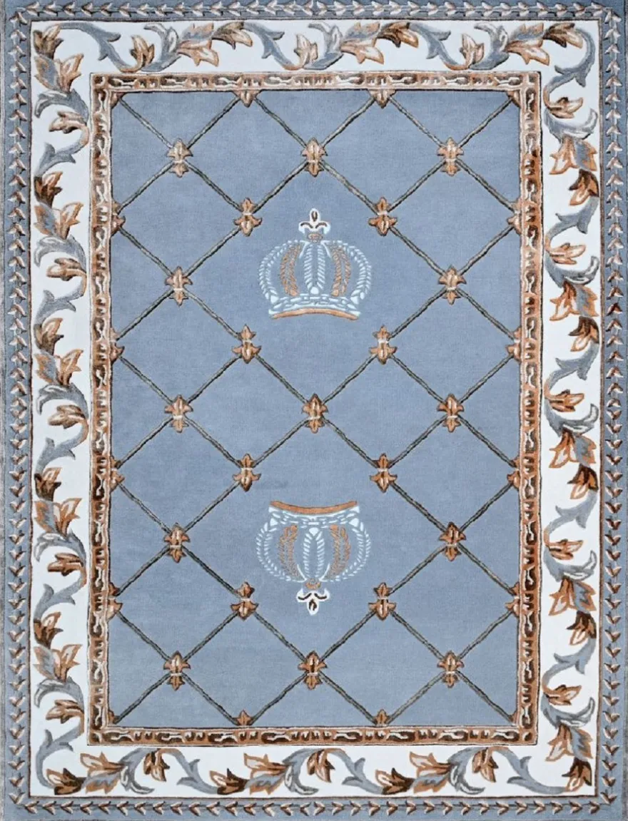 Pompöös by Casa Padrino Luxus Barock Teppich Krone von Harald Glööckler Blau - Verschiedene Größen