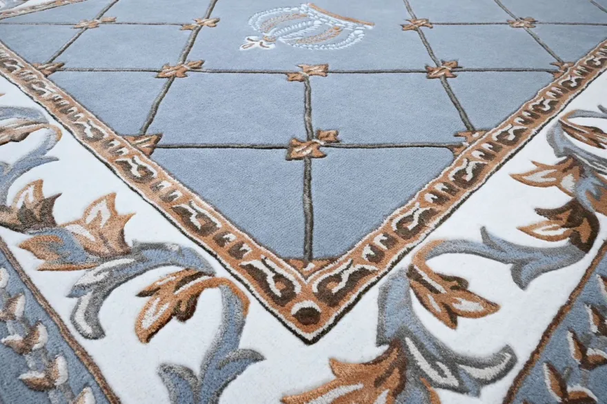 Pompöös by Casa Padrino Luxus Barock Teppich Krone von Harald Glööckler Blau - Verschiedene Größen