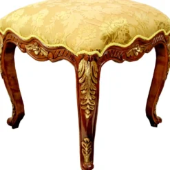 Pompöös by Casa Padrino Luxus Barock Sitzhocker Eckig Gold Muster / Braun Gold - Pompööser Barock Hocker designed by Harald Glööckler