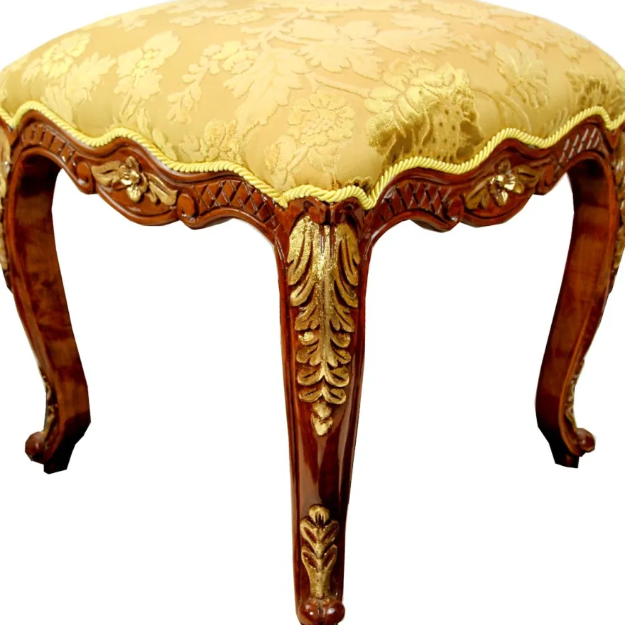 Pompöös by Casa Padrino Luxus Barock Sitzhocker Eckig Gold Muster / Braun Gold - Pompööser Barock Hocker designed by Harald Glööckler