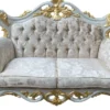 Pompöös by Casa Padrino Luxus Barock 2er Sofa Creme Bouquet Muster / Weiß / Gold - Pompööses Barock Sofa designed by Harald Glööckler