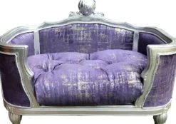 Pompöös by Casa Padrino Luxus Barock Hunde & Katzenbett Deluxe Lila / Silber von Harald Glööckler