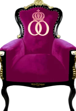 Pompöös by Casa Padrino Luxus Barock Sessel Bergere Pink / Schwarz / Gold mit Goldkrone - Pompööser Barock Sessel designed by Harald Glööckler