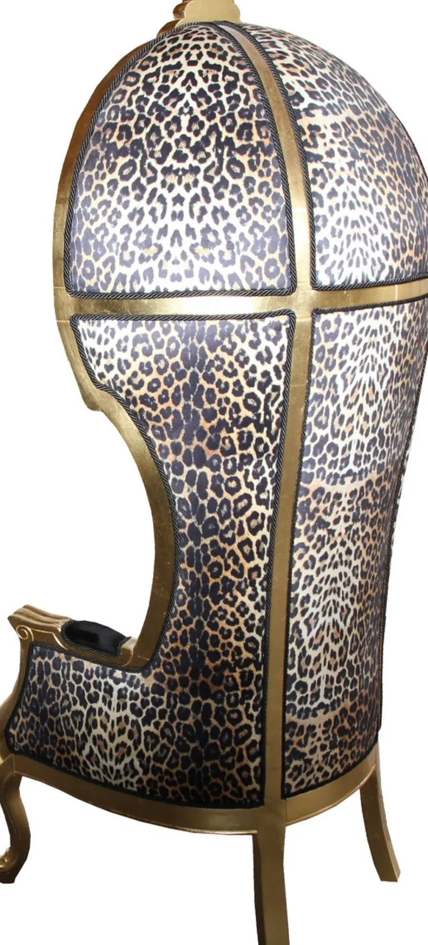 Pompöös by Casa Padrino Luxus Ballon Barock Sessel Isabelle Schwarz / Leopard mit glitzernder Krone - Pompööser Barock Sessel designed by Harald Glööckler
