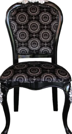 Pompöös by Casa Padrino Luxus Barock Esszimmer Stühle mit Krone Schwarz / Gold & Schwarz / Silber ( 6 Stühle) Harald Glööckler Möbel