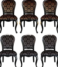Pompöös by Casa Padrino Luxus Barock Esszimmer Stühle mit Krone Schwarz / Gold & Schwarz / Silber ( 6 Stühle) Harald Glööckler Möbel