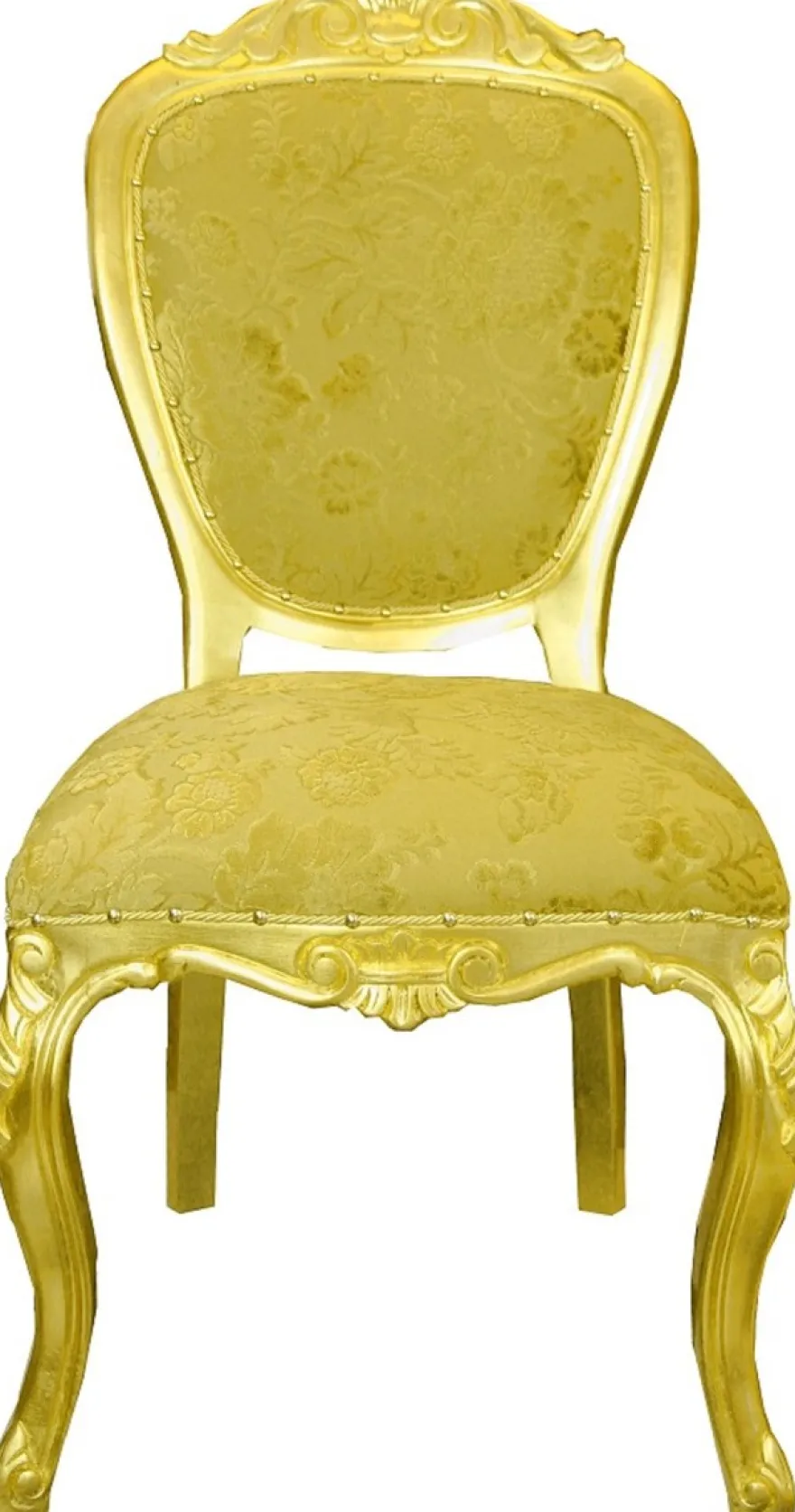 Pompöös by Casa Padrino Luxus Barock Esszimmerstuhl Gold Bouquet Muster / Gold - Pompööser Barock Stuhl designed by Harald Glööckler - Barock Esszimmer Möbel