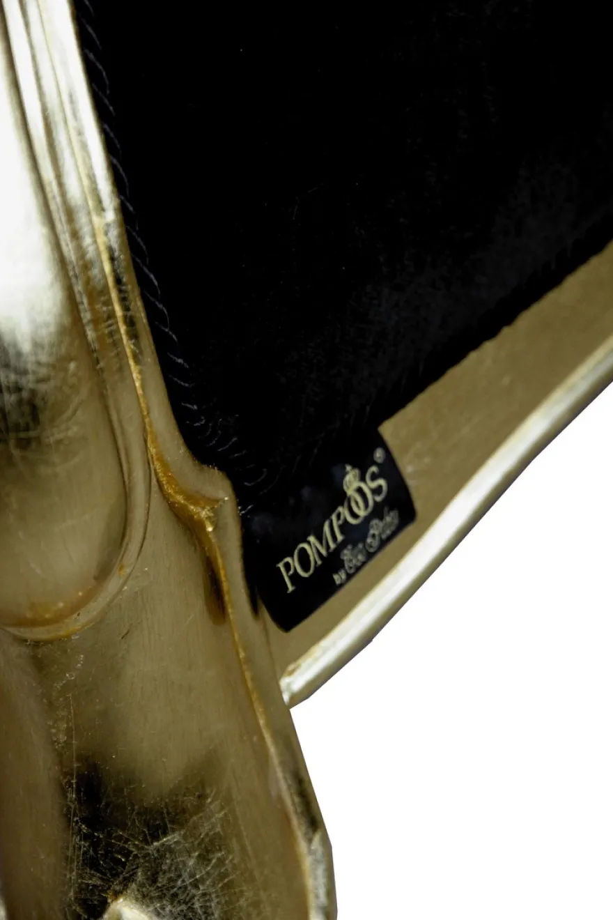 Pompöös by Casa Padrino Luxus Ballon Barock Sessel Schwarz / Gold mit glitzernder Krone - Pompööser Barock Sessel designed by Harald Glööckler
