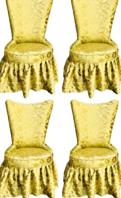 Pompöös by Casa Padrino Luxus Barock Schloss Esszimmerstühle Gold Bouquet Muster / Gold - Pompööse Barock Stühle designed by Harald Glööckler - 4 Esszimmerstühle - Barock Möbel