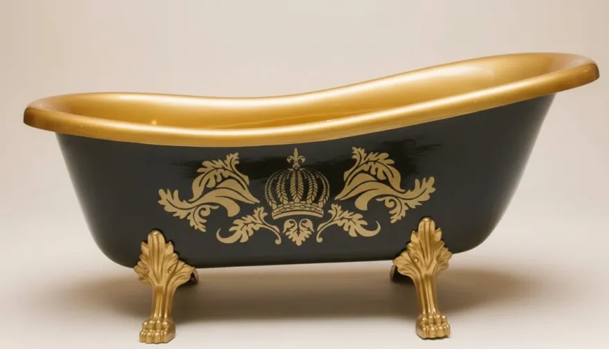 Pompöös by Casa Padrino Luxus Badewanne Deluxe freistehend von Harald Glööckler Schwarz / Gold / Gold 1695mm mit goldfarbenen Löwenfüssen