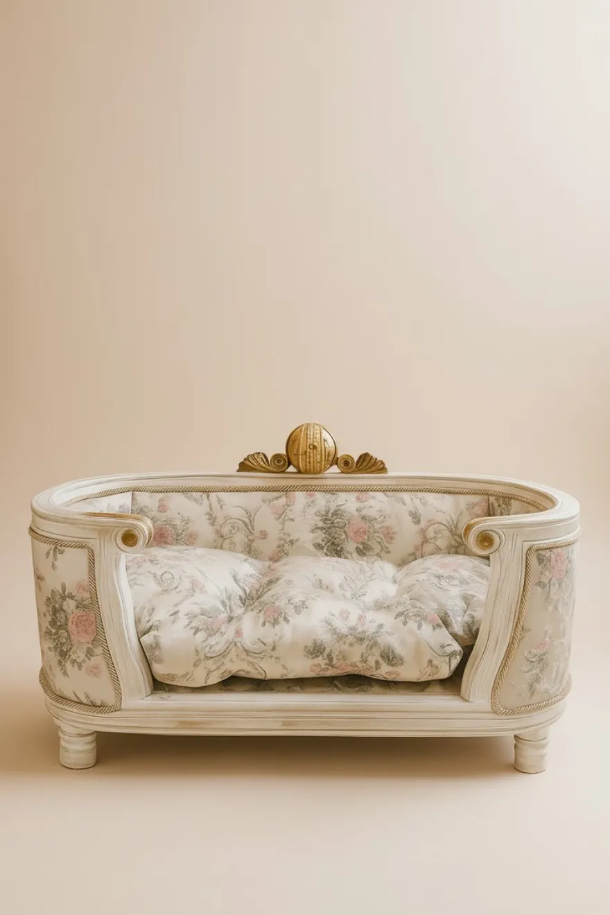 Pompöös by Casa Padrino Luxus Barock Hunde & Katzenbett Provence Silber / Antik Weiß