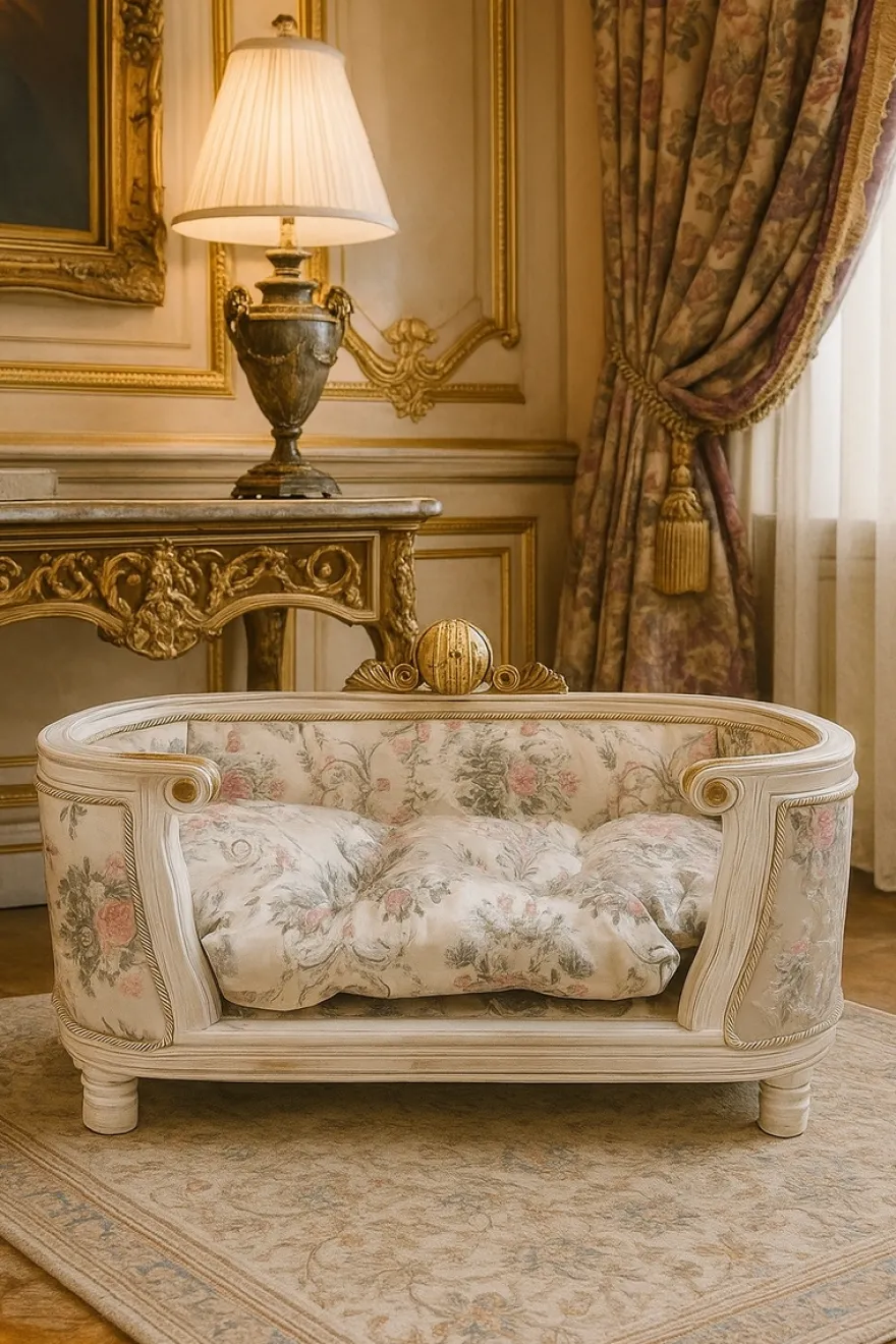 Pompöös by Casa Padrino Luxus Barock Hunde & Katzenbett Provence Silber / Antik Weiß