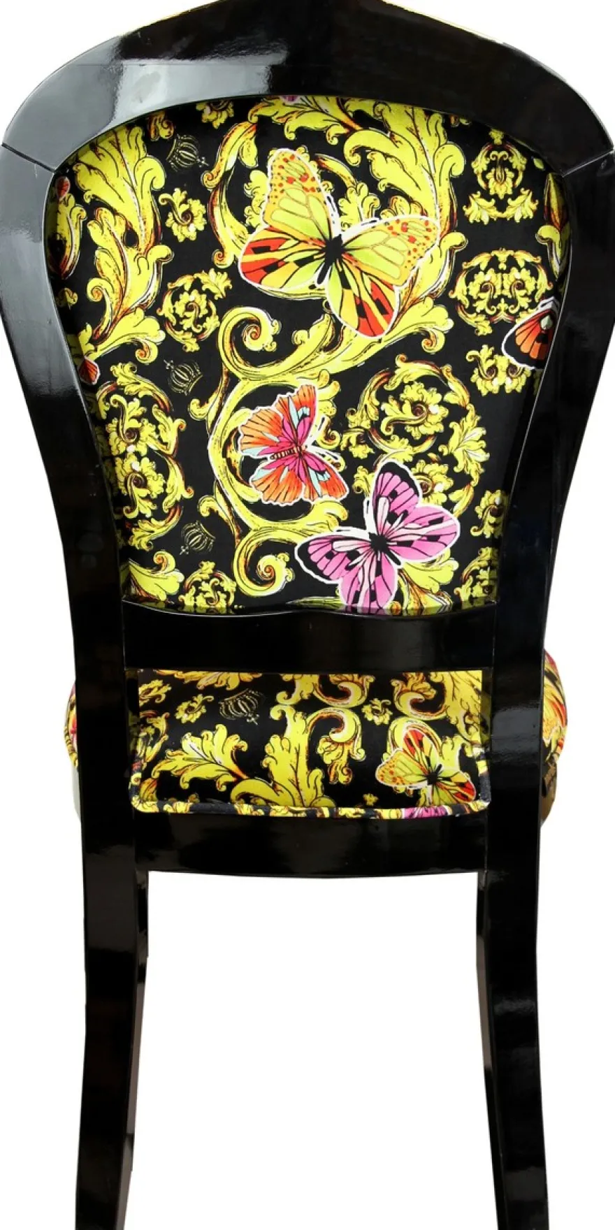 Pompöös by Casa Padrino Luxus Barock Esszimmerstuhl Butterflies & Flowers Mehrfarbig / Schwarz / Gold - Pompööser Barock Stuhl designed by Harald Glööckler