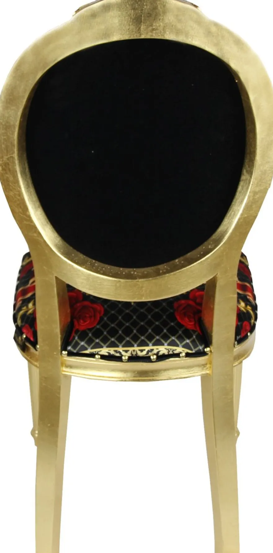 Pompöös by Casa Padrino Luxus Barock Esszimmer Stuhl Rosen Schwarz / Rot / Gold - Rosen - Pompööser Barock Stuhl designed by Harald Glööckler