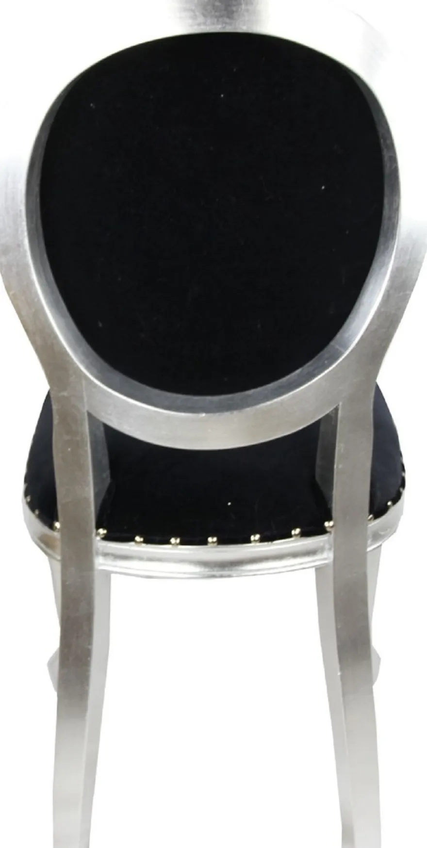 Pompöös by Casa Padrino Luxus Barock Esszimmerstühle Schwarz / Weiß / Silber 50 x 60 x H. 104 cm - Pompööse Barock Stühle designed by Harald Glööckler - 4 Esszimmerstühle