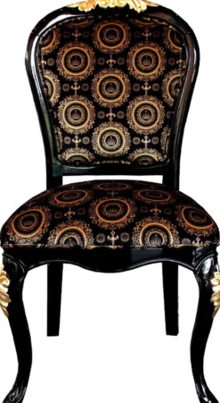 Pompöös by Casa Padrino Luxus Barock Esszimmerstühle mit Krone Schwarz / Gold - Pompööse Barock Stühle designed by Harald Glööckler - 4 Esszimmerstühle - Barock Esszimmermöbel