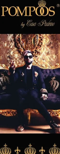 Pompöös by Casa Padrino Luxus Barock Esszimmerstühle mit Krone Schwarz / Gold - Pompööse Barock Stühle designed by Harald Glööckler - 4 Esszimmerstühle - Barock Esszimmermöbel