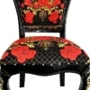 Pompöös by Casa Padrino Luxus Barock Esszimmerstühle Roses Schwarz / Rot / Gold - Esszimmer Set - 4 Pompööse Barock Stühle designed by Harald Glööckler