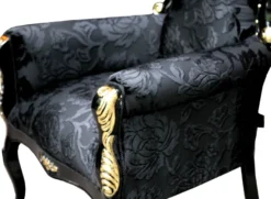 Pompöös by Casa Padrino Luxus Barock Sessel Bergere Schwarz Muster / Gold - Pompööser Barock Sessel designed by Harald Glööckler