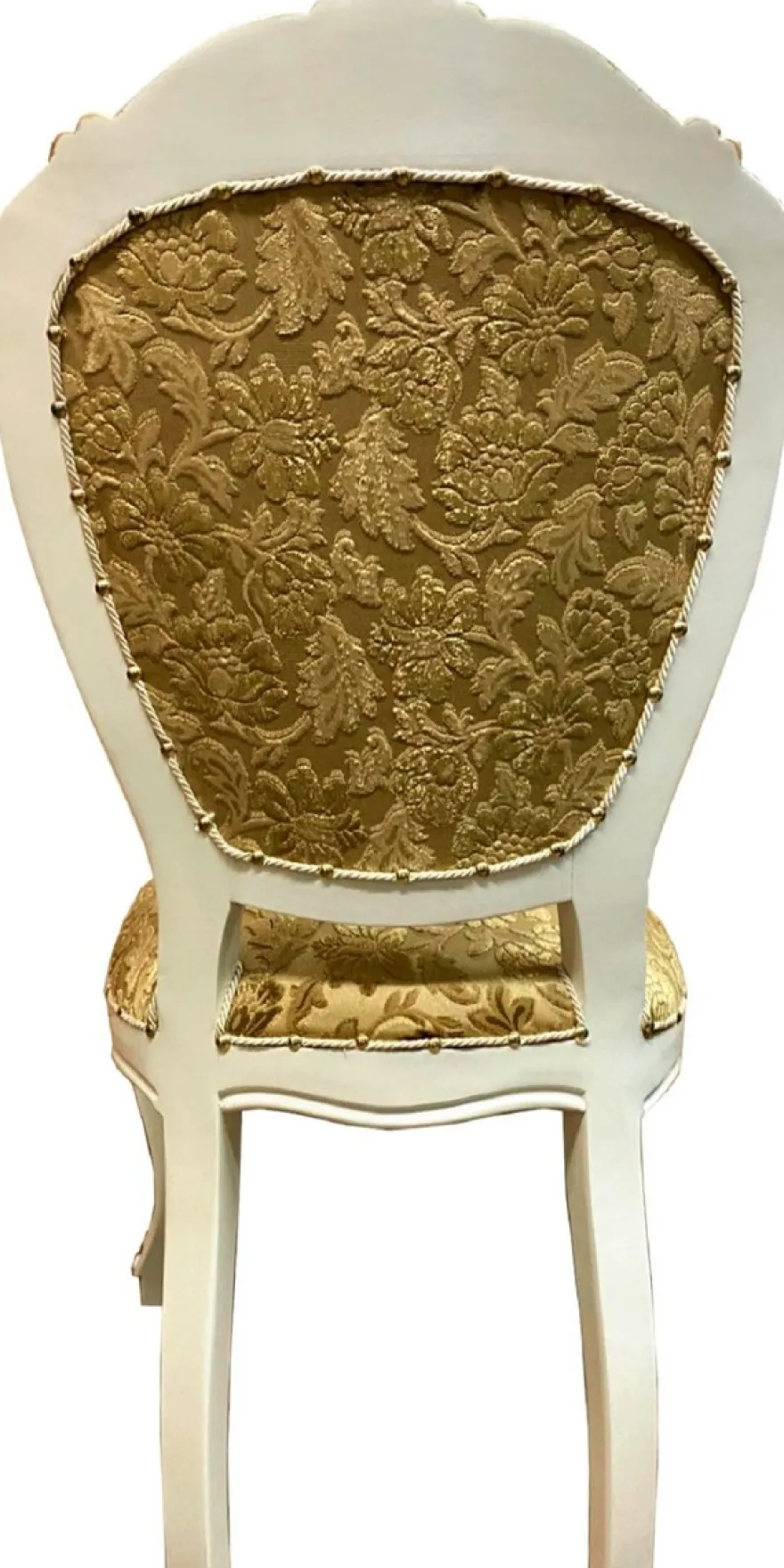 Pompöös by Casa Padrino Luxus Barock Esszimmerstühle Gold Bouquet Muster / Creme-Weiß / Gold - Pompööse Barock Stühle designed by Harald Glööckler - 4 Esszimmerstühle - Barock Esszimmer Möbel