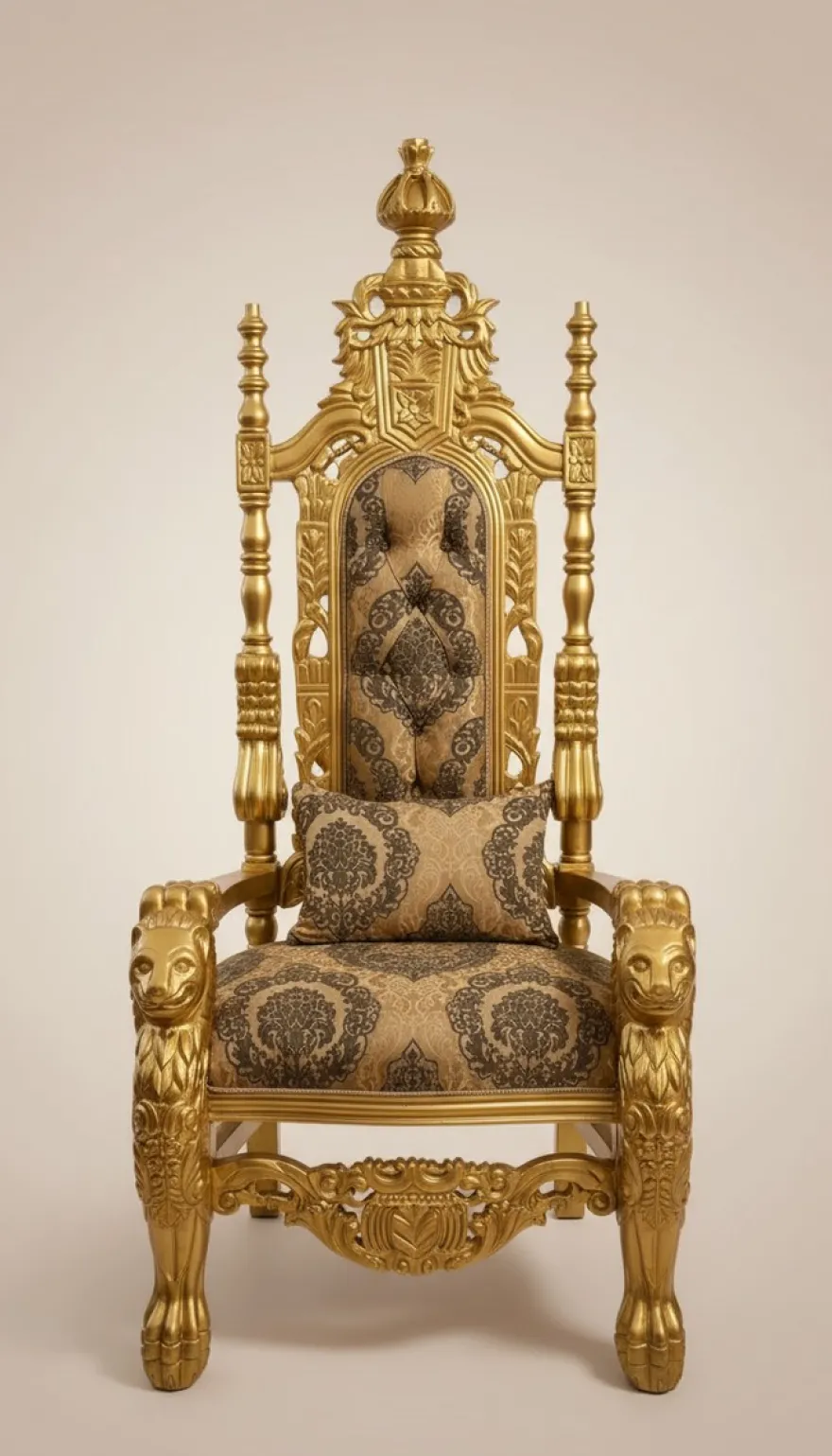 Pompöös by Casa Padrino Luxus Barock Thron Sessel Krone Gold / Grau / Gold - designed by Harald Glööckler