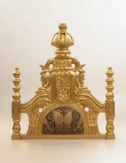 Pompöös by Casa Padrino Luxus Barock Thron Sessel Krone Gold / Grau / Gold - designed by Harald Glööckler