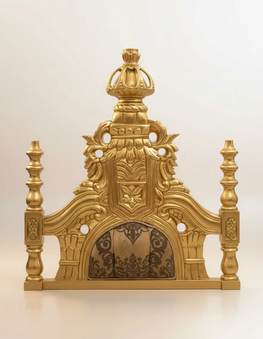 Pompöös by Casa Padrino Luxus Barock Thron Sessel Krone Gold / Grau / Gold - designed by Harald Glööckler