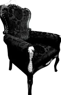Pompöös by Casa Padrino Luxus Barock Sessel Bergere Schwarz Muster / Silber - Pompööser Barock Sessel designed by Harald Glööckler