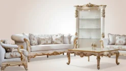 Pompöös by Casa Padrino Luxus Barock Couchtisch Provence Beige / Weiß / Gold - Pompööser Barockstil Wohnzimmertisch designed by Harald Glööckler