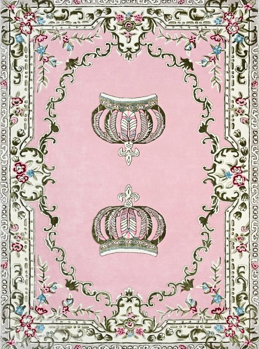 Pompöös by Casa Padrino Luxus Barock Teppich Krone von Harald Glööckler Rosa - Verschiedene Größen