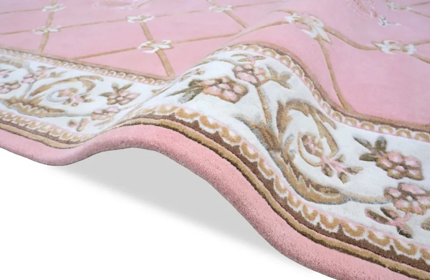 Pompöös by Casa Padrino Luxus Barock Teppich Krone von Harald Glööckler Rosa / Weiß / Braun 200 x 300 cm