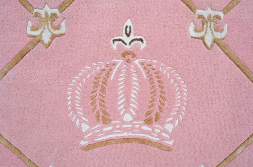 Pompöös by Casa Padrino Luxus Barock Teppich Krone von Harald Glööckler Rosa / Weiß / Braun 200 x 300 cm