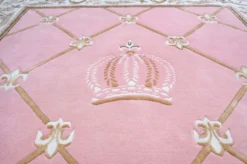 Pompöös by Casa Padrino Luxus Barock Teppich Krone von Harald Glööckler Rosa / Weiß / Braun 200 x 300 cm