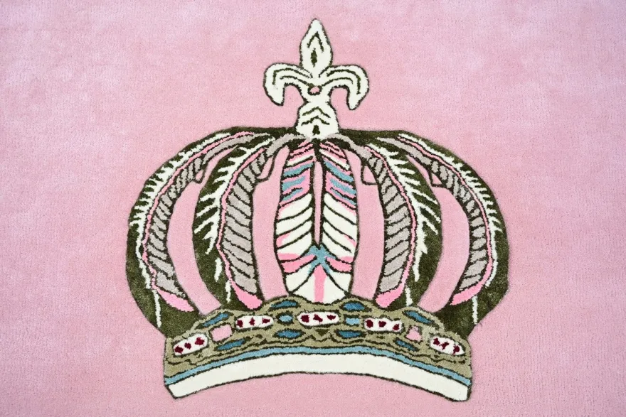 Pompöös by Casa Padrino Luxus Barock Teppich Krone von Harald Glööckler Rosa 200 x 300 cm
