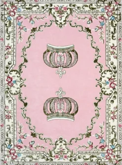 Pompöös by Casa Padrino Luxus Barock Teppich Krone von Harald Glööckler Rosa 200 x 300 cm