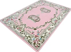 Pompöös by Casa Padrino Luxus Barock Teppich Krone von Harald Glööckler Rosa 200 x 300 cm