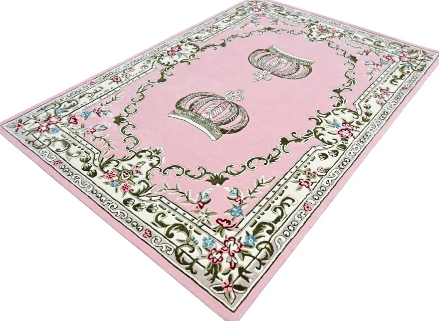 Pompöös by Casa Padrino Luxus Barock Teppich Krone von Harald Glööckler Rosa 200 x 300 cm