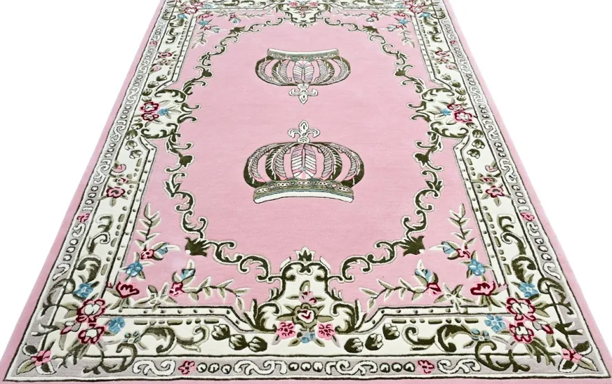 Pompöös by Casa Padrino Luxus Barock Teppich Krone von Harald Glööckler Rosa 200 x 300 cm