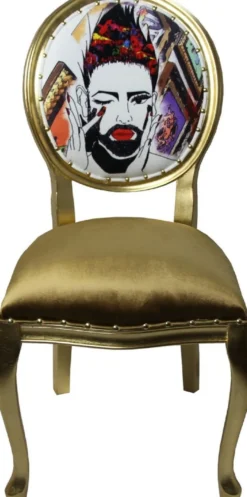 Pompöös by Casa Padrino Luxus Barock Esszimmerstühle Gold / Mehrfarbig 50 x 60 x H.104 cm - Pompööse Barock Stühle designed by Harald Glööckler - 4 Esszimmerstühle