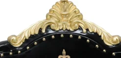 Pompöös by Casa Padrino Luxus Barock Sessel Bergere Schwarz / Gold mit Goldkrone - Pompööser Barock Sessel designed by Harald Glööckler